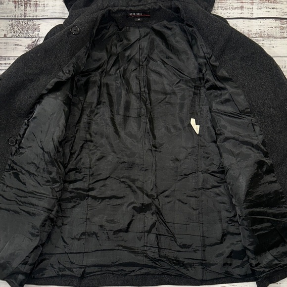Jason Kole Charcoal Hooded Pea Coat Sz. 14 - Picture 7 of 8